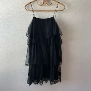 dolce cabo leather dress Classic Faux Leather Dress with Puff Sleeves